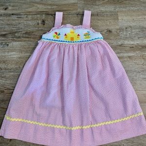 Marmellata 4t smocked pink seersucker dress
